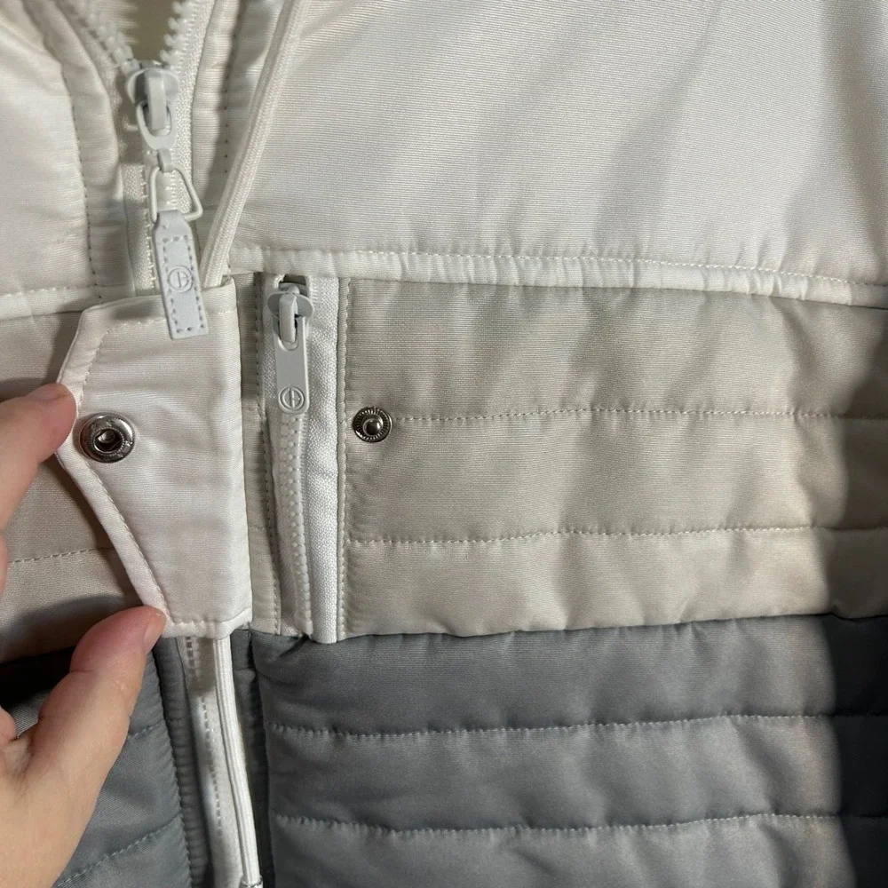 Original Fables Colorblock‎ Puffer Jacket Hooded Full Zip XLarge Gray White